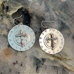 VIRGIN SAINTS & ANGELS RESURRECTION CROSS EARRINGS